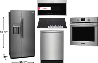 5 Piece Package Includes Refrigerator, Cooktop, Wall Oven, Microwave And Dishwasher