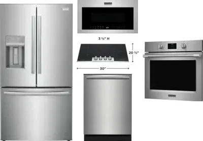 5 Piece Package Includes Refrigerator, Cooktop, Wall Oven, Microwave And Dishwasher