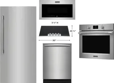 5 Piece Package Includes Refrigerator, Cooktop, Wall Oven, Microwave And Dishwasher