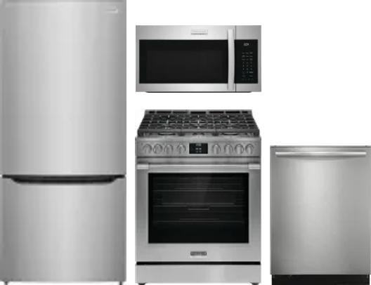 4 Piece Package Includes Refrigerator, Range, Microwave And Dishwasher