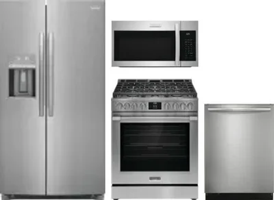4 Piece Package Includes Refrigerator, Range, Microwave And Dishwasher