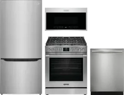 4 Piece Package Includes Refrigerator, Range, Microwave And Dishwasher