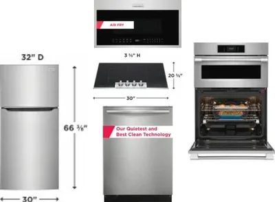 5 Piece Package Includes Refrigerator, Cooktop, Wall Oven, Microwave And Dishwasher