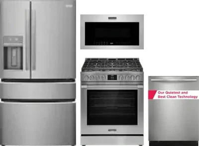 4 Piece Package Includes Refrigerator, Range, Microwave And Dishwasher