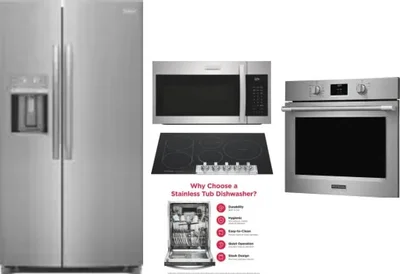 5 Piece Package Includes Refrigerator, Cooktop, Wall Oven, Microwave And Dishwasher
