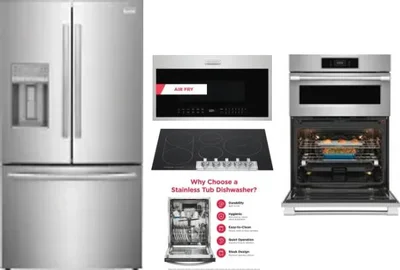 5 Piece Package Includes Refrigerator, Cooktop, Wall Oven, Microwave And Dishwasher