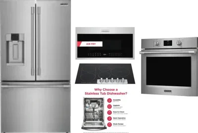 5 Piece Package Includes Refrigerator, Cooktop, Wall Oven, Microwave And Dishwasher
