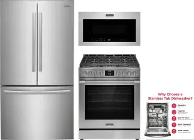 4 Piece Package Includes Refrigerator, Range, Microwave And Dishwasher