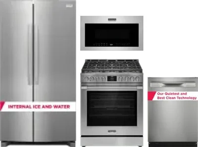 4 Piece Package Includes Refrigerator, Range, Microwave And Dishwasher