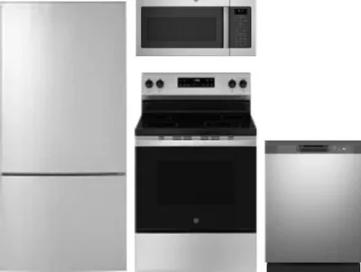 4 Piece Package Includes Refrigerator, Range, Microwave And Dishwasher