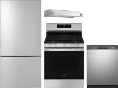 4 Piece Package Includes Refrigerator, Range, Hood And Dishwasher