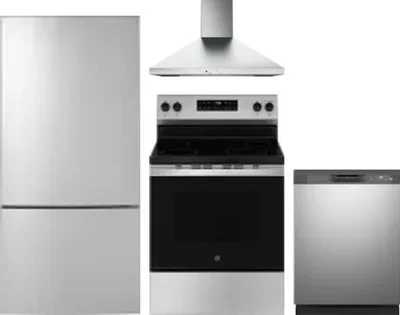 4 Piece Package Includes Refrigerator, Range, Hood And Dishwasher