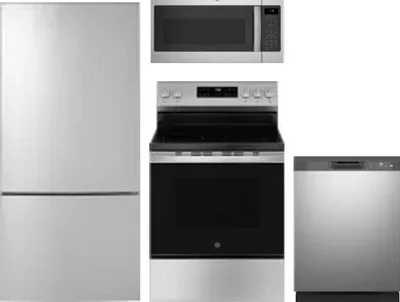 4 Piece Package Includes Refrigerator, Range, Microwave And Dishwasher