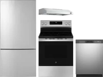 4 Piece Package Includes Refrigerator, Range, Hood And Dishwasher