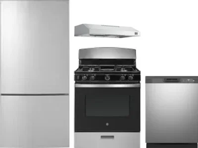 4 Piece Package Includes Refrigerator, Range, Hood And Dishwasher