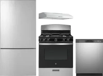 4 Piece Package Includes Refrigerator, Range, Hood And Dishwasher