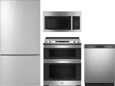 4 Piece Package Includes Refrigerator, Range, Microwave And Dishwasher