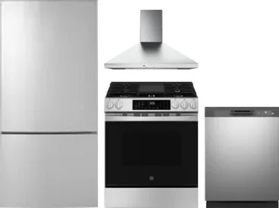 4 Piece Package Includes Refrigerator, Range, Hood And Dishwasher