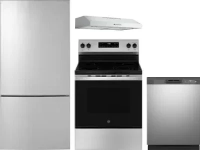 4 Piece Package Includes Refrigerator, Range, Hood And Dishwasher