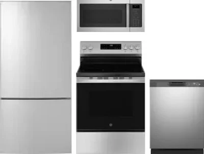 4 Piece Package Includes Refrigerator, Range, Microwave And Dishwasher