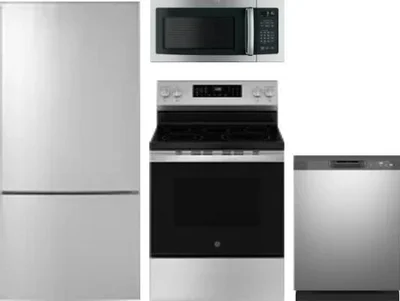 4 Piece Package Includes Refrigerator, Range, Microwave And Dishwasher