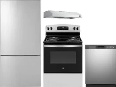4 Piece Package Includes Refrigerator, Range, Hood And Dishwasher