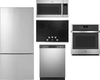 5 Piece Package Includes Refrigerator, Cooktop, Wall Oven, Microwave And Dishwasher