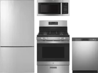 4 Piece Package Includes Refrigerator, Range, Microwave And Dishwasher