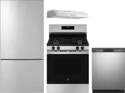 4 Piece Package Includes Refrigerator, Range, Hood And Dishwasher