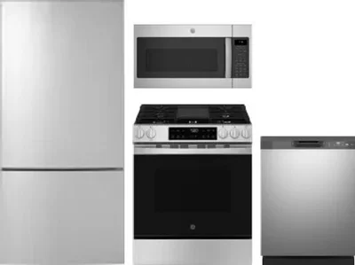4 Piece Package Includes Refrigerator, Range, Microwave And Dishwasher