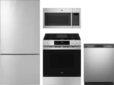 4 Piece Package Includes Refrigerator, Range, Microwave And Dishwasher