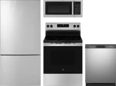 4 Piece Package Includes Refrigerator, Range, Microwave And Dishwasher