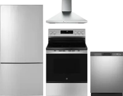 4 Piece Package Includes Refrigerator, Range, Hood And Dishwasher