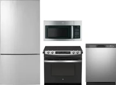 4 Piece Package Includes Refrigerator, Range, Microwave And Dishwasher