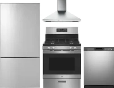 4 Piece Package Includes Refrigerator, Range, Hood And Dishwasher