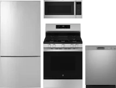 4 Piece Package Includes Refrigerator, Range, Microwave And Dishwasher