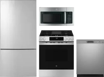 4 Piece Package Includes Refrigerator, Range, Microwave And Dishwasher
