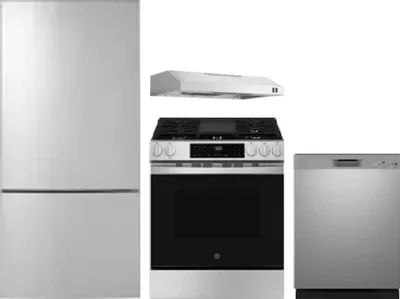 4 Piece Package Includes Refrigerator, Range, Hood And Dishwasher