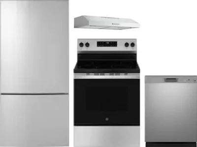 4 Piece Package Includes Refrigerator, Range, Hood And Dishwasher