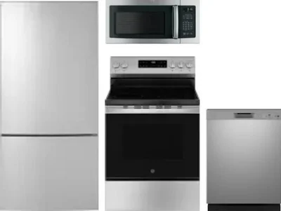 4 Piece Package Includes Refrigerator, Range, Microwave And Dishwasher