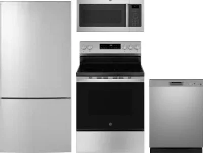 4 Piece Package Includes Refrigerator, Range, Microwave And Dishwasher