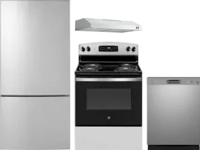 4 Piece Package Includes Refrigerator, Range, Hood And Dishwasher