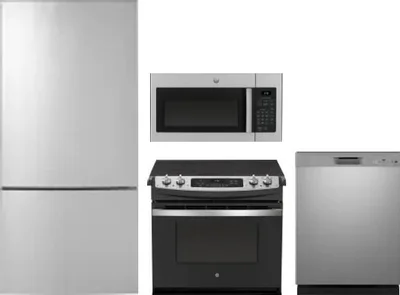 4 Piece Package Includes Refrigerator, Range, Microwave And Dishwasher