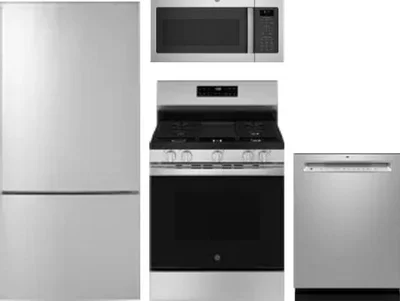 4 Piece Package Includes Refrigerator, Range, Microwave And Dishwasher