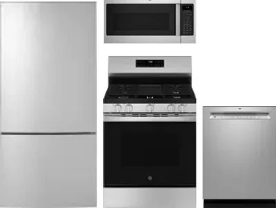 4 Piece Package Includes Refrigerator, Range, Microwave And Dishwasher