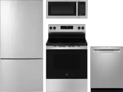 4 Piece Package Includes Refrigerator, Range, Microwave And Dishwasher