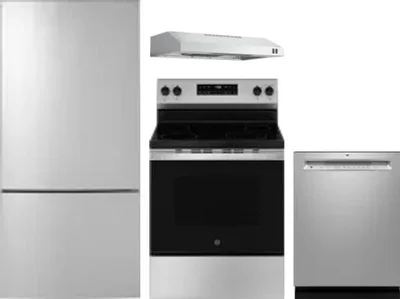 4 Piece Package Includes Refrigerator, Range, Hood And Dishwasher