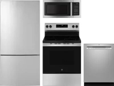 4 Piece Package Includes Refrigerator, Range, Microwave And Dishwasher