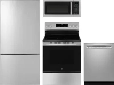 4 Piece Package Includes Refrigerator, Range, Microwave And Dishwasher