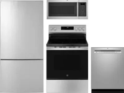 4 Piece Package Includes Refrigerator, Range, Microwave And Dishwasher